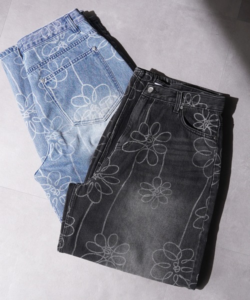 GLARE(グレア)の「【GLARE】フラワー抜染 バルーンデニムパンツ / Floral Dye-Out Balloon Denim Pants(デニムパンツ・メンズ・ブルー/ブラック・L/M/S)」の15枚目の写真