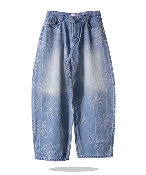 GLARE(グレア)の「【GLARE】フラワー抜染 バルーンデニムパンツ / Floral Dye-Out Balloon Denim Pants(デニムパンツ・メンズ・ブルー/ブラック・L/M/S)」の7枚目の写真