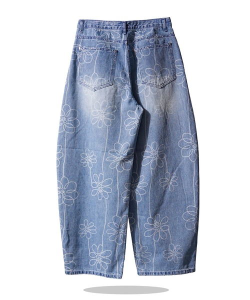 GLARE(グレア)の「【GLARE】フラワー抜染 バルーンデニムパンツ / Floral Dye-Out Balloon Denim Pants(デニムパンツ・メンズ・ブルー/ブラック・L/M/S)」の8枚目の写真