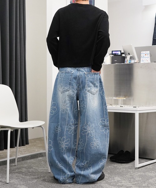 GLARE(グレア)の「【GLARE】フラワー抜染 バルーンデニムパンツ / Floral Dye-Out Balloon Denim Pants(デニムパンツ・メンズ・ブルー/ブラック・L/M/S)」の14枚目の写真