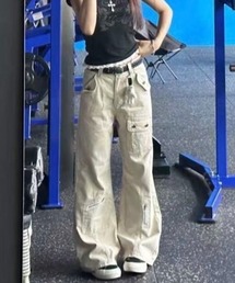 【春夏新作】ファスナーポケット付きカーゴパンツ