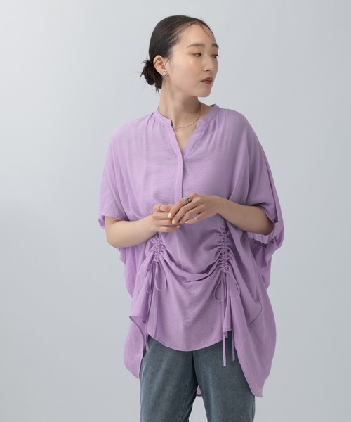 LEPSIM(レプシィム)の「スキッパードロストチュニック 675041(シャツ/ブラウス・レディース・ブラック/イエロー系その他/パープル・FREE)」の3枚目の写真