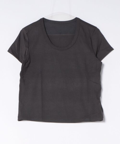 N.s(エヌドットエス)の「ベーシック Uネック コンパクトTシャツ(Tシャツ/カットソー・レディース・ブラック/チャコールグレー/ホワイト・FREE)」の5枚目の写真