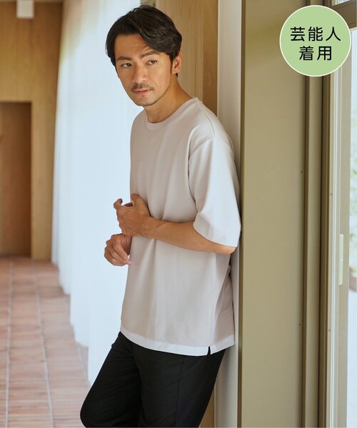 ikka(イッカ)の「【MonoMax × 小泉孝太郎】冷感DRYリップル5分袖Tシャツ「小泉孝太郎さん着用モデル」(Tシャツ/カットソー・メンズ・ベージュ/ネイビー/ピンク/ブラック/サックスブルー/カーキ・S/XL/L/M)」の1枚目の写真