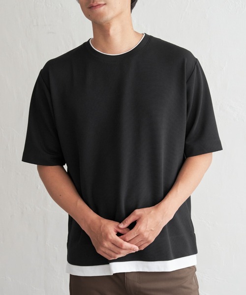 ikka(イッカ)の「【MonoMax × 小泉孝太郎】冷感DRYリップル5分袖Tシャツ「小泉孝太郎さん着用モデル」(Tシャツ/カットソー・メンズ・ベージュ/ネイビー/ピンク/ブラック/サックスブルー/カーキ・S/XL/L/M)」の2枚目の写真