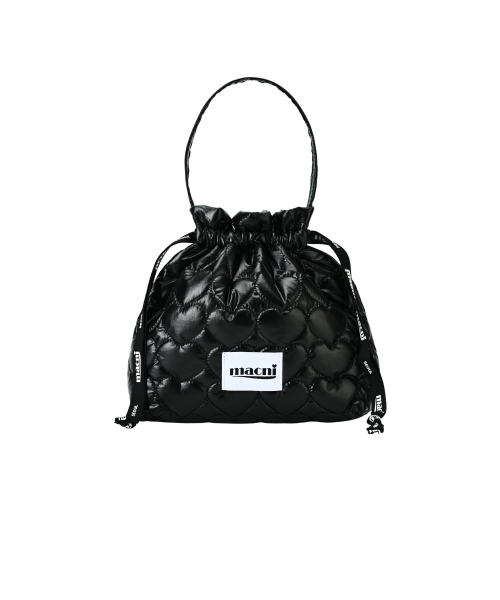 MACNI（マクニ）の「HEART QUILTING STRING POUCH BAG BLACK（トートバッグ・レディース・ブラック・FREE）」の3枚目の写真