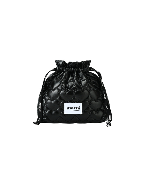MACNI（マクニ）の「HEART QUILTING STRING POUCH BAG BLACK（トートバッグ・レディース・ブラック・FREE）」の4枚目の写真