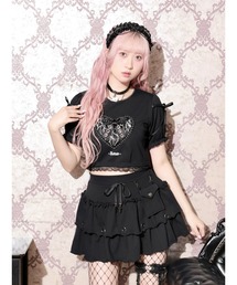 ハートサテンハトメリボンショートTシャツ