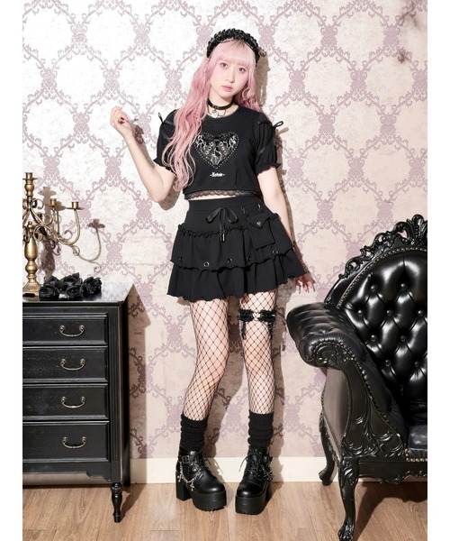 NOEMIE(ノエミー)の「ハートサテンハトメリボンショートTシャツ(Tシャツ/カットソー・レディース・ブラック/ピンク/オフホワイト・M)」の13枚目の写真