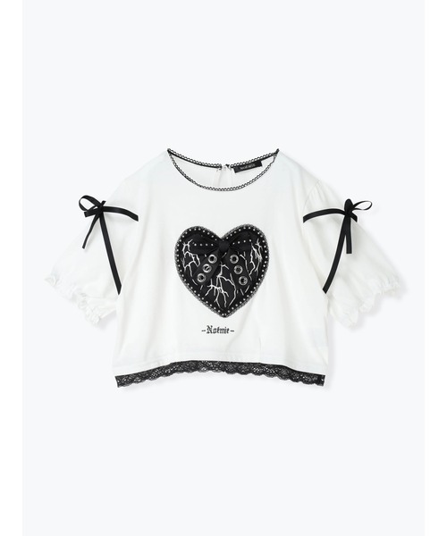 NOEMIE(ノエミー)の「ハートサテンハトメリボンショートTシャツ(Tシャツ/カットソー・レディース・ブラック/ピンク/オフホワイト・M)」の14枚目の写真