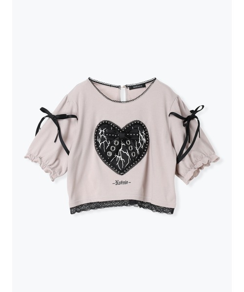 NOEMIE(ノエミー)の「ハートサテンハトメリボンショートTシャツ(Tシャツ/カットソー・レディース・ブラック/ピンク/オフホワイト・M)」の15枚目の写真