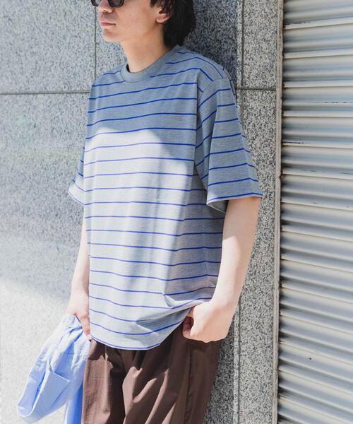 FORK&SPOON（フォークアンドスプーン）の「FORK&SPOON　PEカノコボーダーショートスリーブTシャツ（Tシャツ/カットソー・メンズ・グレー系その他/ネイビー/ブラウン系その他・4/5）」の2枚目の写真