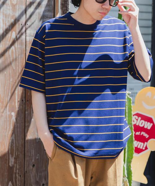 FORK&SPOON（フォークアンドスプーン）の「FORK&SPOON　PEカノコボーダーショートスリーブTシャツ（Tシャツ/カットソー・メンズ・グレー系その他/ネイビー/ブラウン系その他・4/5）」の3枚目の写真