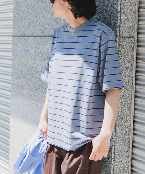 FORK&SPOON（フォークアンドスプーン）の「FORK&SPOON　PEカノコボーダーショートスリーブTシャツ（Tシャツ/カットソー・メンズ・グレー系その他/ネイビー/ブラウン系その他・4/5）」の4枚目の写真