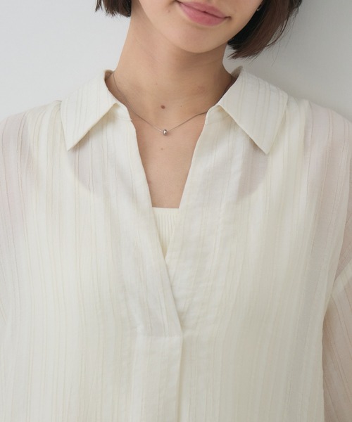 KATHARINE ROSS(キャサリンロス)の「シアーストライプシャツワンピース(ワンピース・レディース・グリーン/アイボリー・FREE)」の12枚目の写真