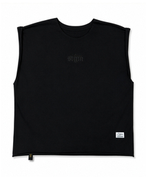 RAW-CUT WASHED SLEEVELESS BLACK