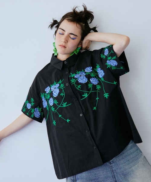 FLOWER刺繍シャツ（シャツ/ブラウス）｜manana suerte（マニャーナ