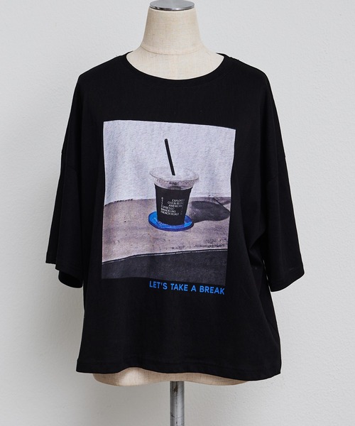 PUAL CE CIN(ピュアルセシン)の「コーヒーフォトプリントTシャツ(Tシャツ/カットソー・レディース・ブラック/オフホワイト・FREE)」の17枚目の写真