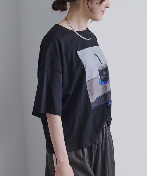 PUAL CE CIN(ピュアルセシン)の「コーヒーフォトプリントTシャツ(Tシャツ/カットソー・レディース・ブラック/オフホワイト・FREE)」の11枚目の写真