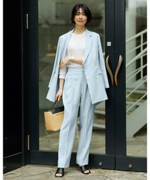 リネン混ストレッチ・テーパードパンツ