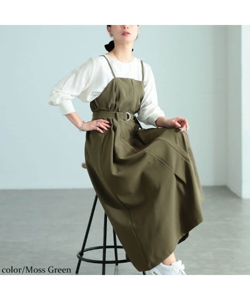 GOLDJAPAN(ゴールドジャパン)の「ベルト付きキャミワンピース【大きいサイズ対応】(ワンピース・レディース・モスグリーン/ブラック・LL/3L/4L/5L)」の11枚目の写真