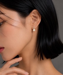 ラインストーンパールピアス