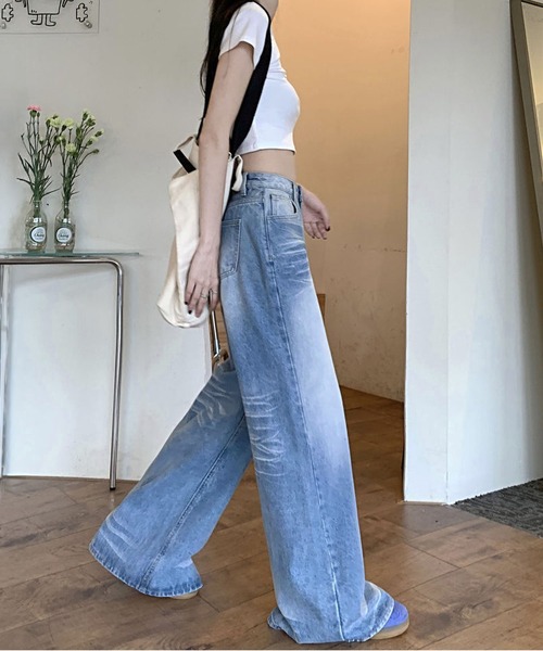 MAISON DE THERESE(メゾン ド テレーズ)の「ハイウエストウォッシュワイドデニム(デニムパンツ・レディース・ブルー・M/XS/L/S)」の1枚目の写真