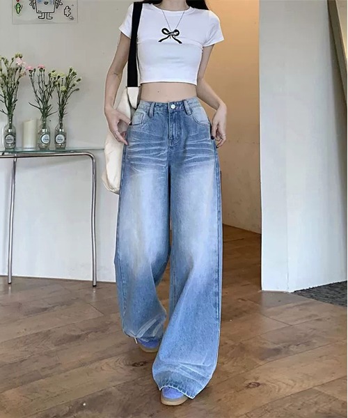 MAISON DE THERESE(メゾン ド テレーズ)の「ハイウエストウォッシュワイドデニム(デニムパンツ・レディース・ブルー・M/XS/L/S)」の9枚目の写真