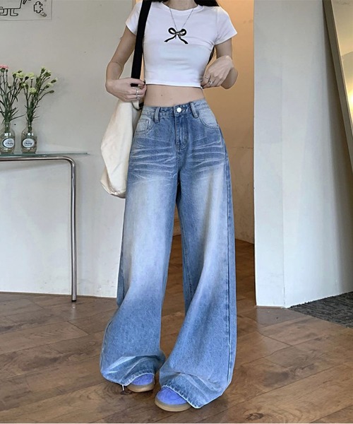 MAISON DE THERESE(メゾン ド テレーズ)の「ハイウエストウォッシュワイドデニム(デニムパンツ・レディース・ブルー・M/XS/L/S)」の7枚目の写真