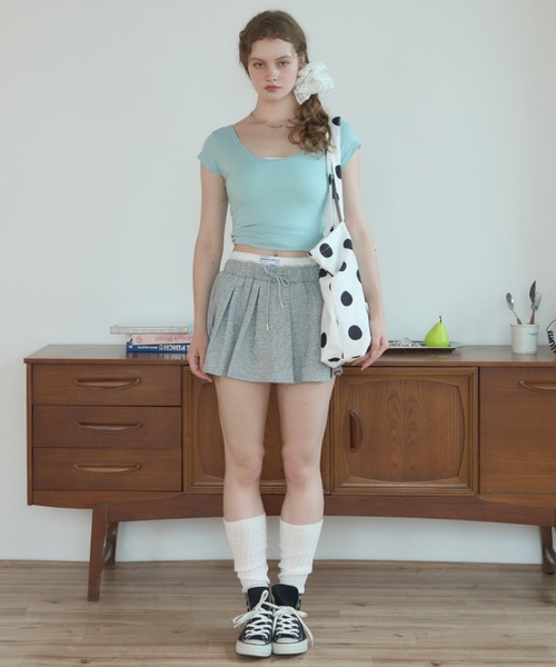 Birthday room（バースデイルーム）の「ウエストレースミニプリーツスカート/Waist-lace mini pleated skirt（スカート・レディース・グレー/ネイビー/ホワイト・FREE）」の17枚目の写真