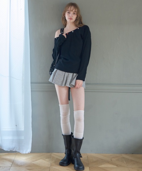 Birthday room（バースデイルーム）の「ウエストレースミニプリーツスカート/Waist-lace mini pleated skirt（スカート・レディース・グレー/ネイビー/ホワイト・FREE）」の12枚目の写真