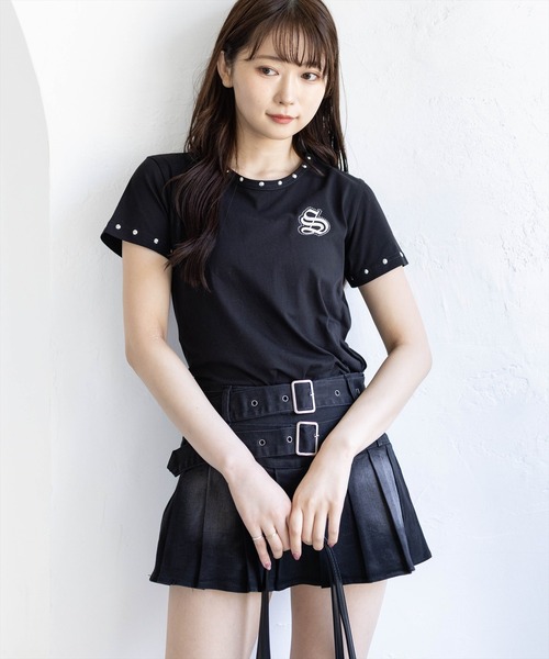 clear（クリア）の「接触冷感ワンポイントロゴTシャツ［骨格ストレート／韓国ファッション／カジュアル］（Tシャツ/カットソー・レディース・オフホワイト/ブラック/グレー・F）」の4枚目の写真