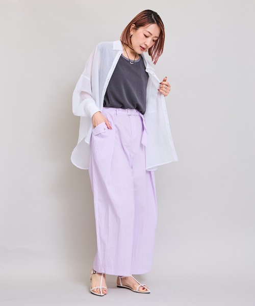 LHELBIE(レルビエ)の「ウエストタックパンツ(その他パンツ・レディース・ブラック/パープル/グリーン・M)」の12枚目の写真