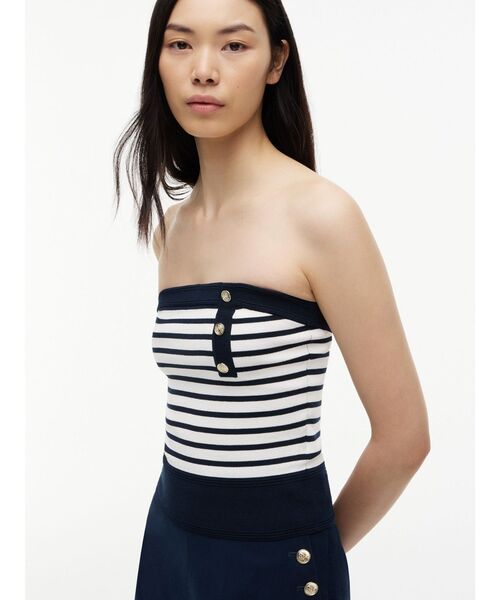 tommy jeans(トミー ジーンズ)の「ボタンバンドゥーセーター(チューブトップ・レディース・ブルー・X-SMALL/SMALL/MEDIUM)」の3枚目の写真