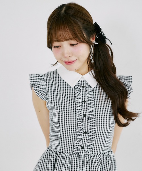 Suyunn（スユン）の「リボン付きギンガムチェック＆レースフリルミニワンピース（ワンピース・レディース・ホワイト/その他・M）」の20枚目の写真