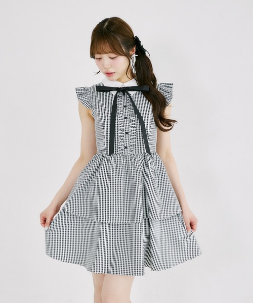 Suyunn（スユン）の「リボン付きギンガムチェック＆レースフリルミニワンピース（ワンピース・レディース・ホワイト/その他・M）」の22枚目の写真