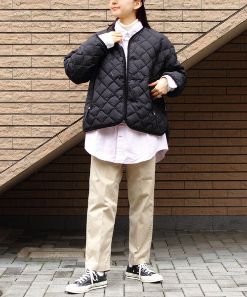 GYMPHLEX（ジムフレックス）の「Gymphlex/ジムフレックス　キルトダウンカラーレスジャケット　QUILT DOWN COLLARLESS JACKET　GY-A0431 NYM（ダウンジャケット/コート・レディース・グレイッシュベージュ/ブラック・14）」の17枚目の写真