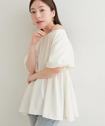 パフスリーブペプラムトップス
