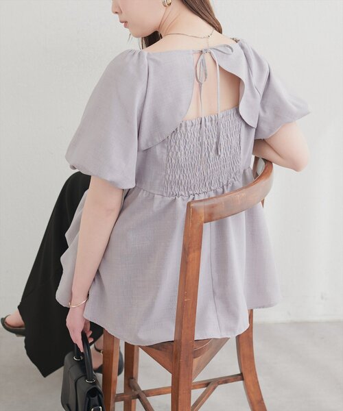 パフスリーブペプラムトップス（シャツ/ブラウス）｜natural couture