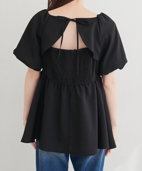 natural couture（ナチュラルクチュール）の「パフスリーブペプラムトップス（シャツ/ブラウス・レディース・ライトグレー/ブラック/オフホワイト/モカ・FREE）」の21枚目の写真