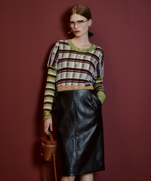 MAISON SPECIAL（メゾンスペシャル）の「Layered Multi-Fabric Midi Skirt/レイヤードマルチファブリックミモレスカート（スカート・レディース・グリーン/キャメル/ブラウン・38/36）」の16枚目の写真