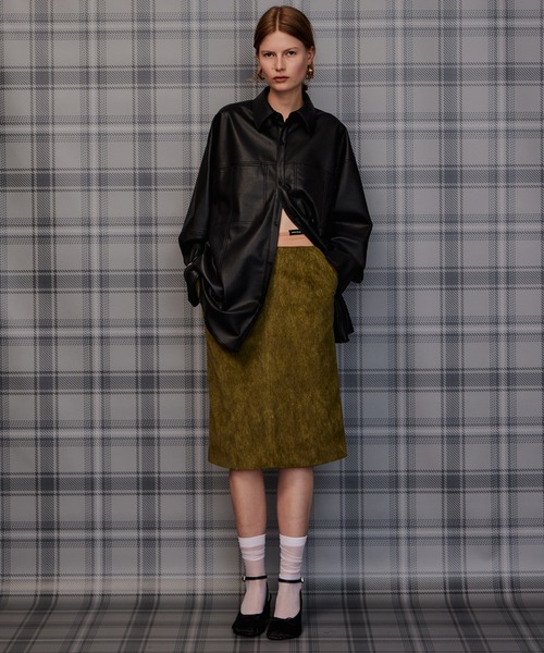 MAISON SPECIAL（メゾンスペシャル）の「Layered Multi-Fabric Midi Skirt/レイヤードマルチファブリックミモレスカート（スカート・レディース・グリーン/キャメル/ブラウン・38/36）」の21枚目の写真