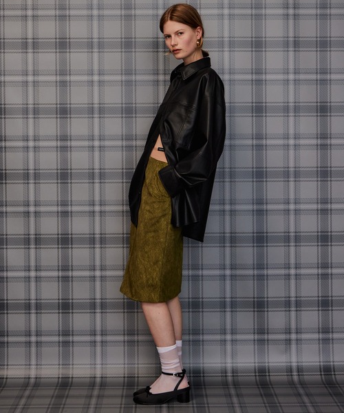 MAISON SPECIAL（メゾンスペシャル）の「Layered Multi-Fabric Midi Skirt/レイヤードマルチファブリックミモレスカート（スカート・レディース・グリーン/キャメル/ブラウン・38/36）」の22枚目の写真