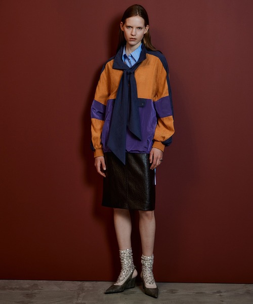 MAISON SPECIAL（メゾンスペシャル）の「Layered Multi-Fabric Midi Skirt/レイヤードマルチファブリックミモレスカート（スカート・レディース・グリーン/キャメル/ブラウン・38/36）」の7枚目の写真