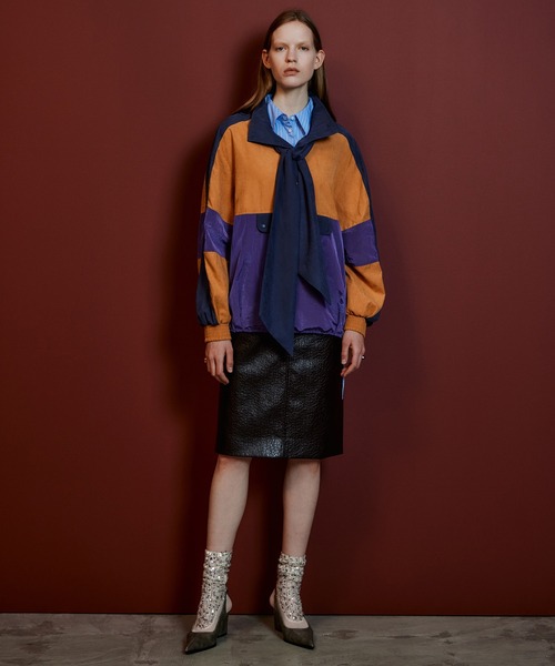 MAISON SPECIAL（メゾンスペシャル）の「Layered Multi-Fabric Midi Skirt/レイヤードマルチファブリックミモレスカート（スカート・レディース・グリーン/キャメル/ブラウン・38/36）」の8枚目の写真