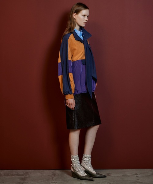 MAISON SPECIAL（メゾンスペシャル）の「Layered Multi-Fabric Midi Skirt/レイヤードマルチファブリックミモレスカート（スカート・レディース・グリーン/キャメル/ブラウン・38/36）」の9枚目の写真
