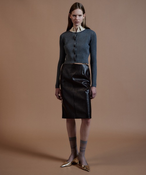 MAISON SPECIAL（メゾンスペシャル）の「Layered Multi-Fabric Midi Skirt/レイヤードマルチファブリックミモレスカート（スカート・レディース・グリーン/キャメル/ブラウン・38/36）」の4枚目の写真