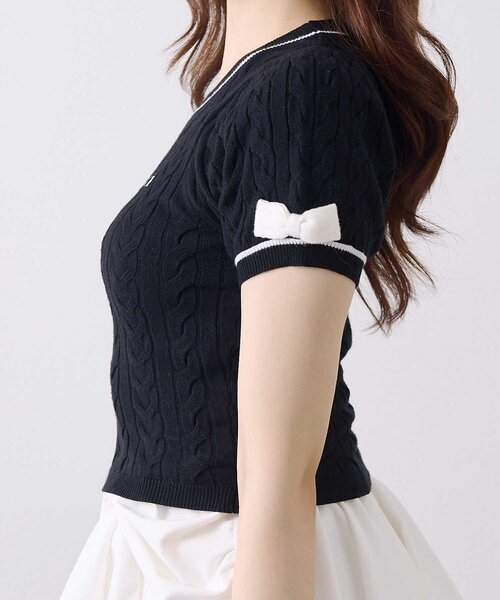 Belle Charme(ベルシャルム)の「【Belle Charme】Ribbon Line Cable Knit(ニット/セーター・レディース・ブラウン/ライトグレー/ブラック/オフホワイト・FREE)」の14枚目の写真