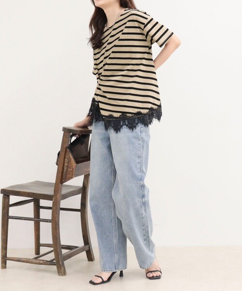 fredy emue(フレディエミュ)の「ボーダーアシメツイストプルオーバーTシャツ(Tシャツ/カットソー・レディース・ブラック系その他/ホワイト系その他/ベージュ系その他・38)」の20枚目の写真