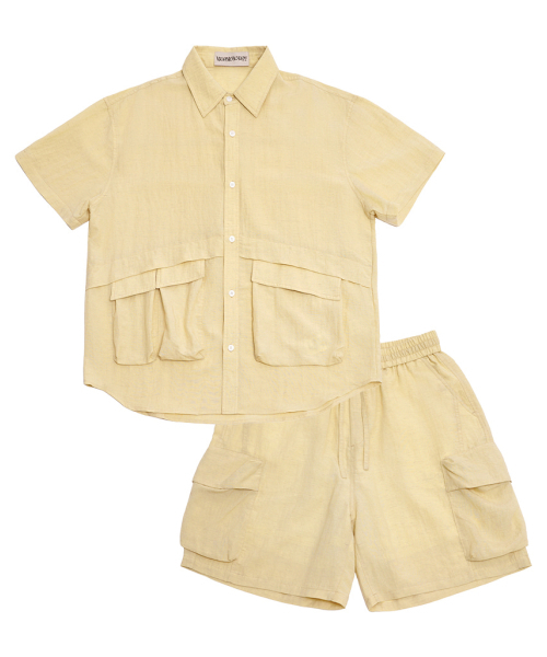 NIGHTWORKDEPT(ナイトワークデプト)の「Loose Fit Utility Linen Set-Up_Yellow(シャツ/ブラウス・レディース・その他・SMALL/MEDIUM)」の1枚目の写真